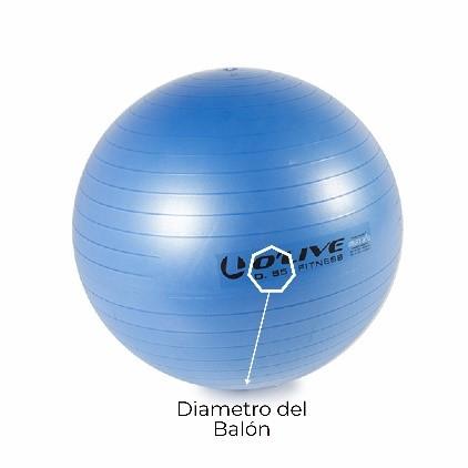 fitness ball color azul con letras negras